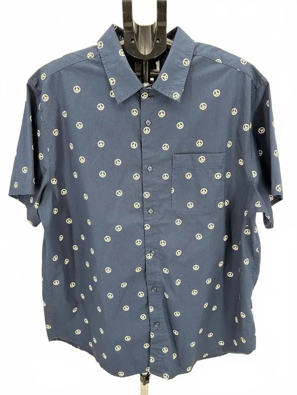 Men's‎ The North Face Circular Design Peace Sign Print Shirt XXL Navy
